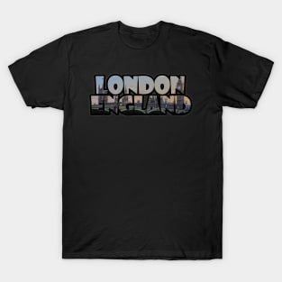 London, England Label with Big Ben & Westminster T-Shirt